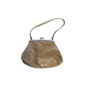 Nine west faux snakeskin hand bag purse snap closure